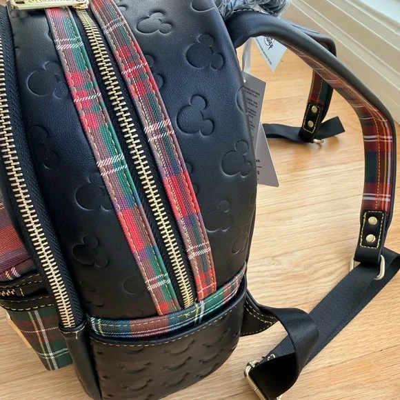 Loungefly Disney VIP Tour Plaid Mini Backpack with Gold Accents - new with tags